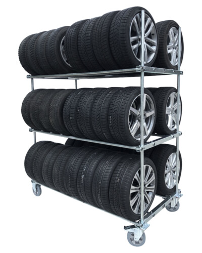 BMT-Tire-Cart-Giant-3-levels-48-tires-mobile-wheel-storage-rack-tyre-transport-industry-Made-in-Germany
